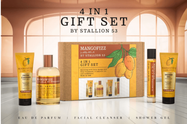 ESTUCHE EMPER STALLION MANGO FIZZ UNISEX EDP (4 PIEZAS)